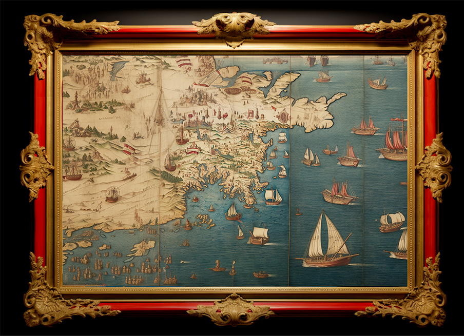 Map of the Mediterranean cost of 16th century